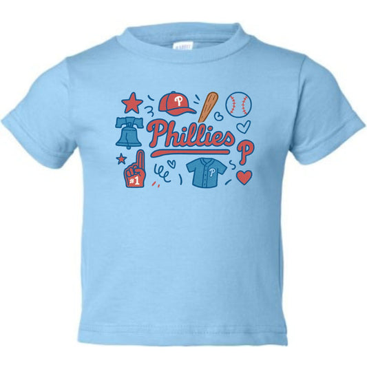 Red & Blue Doodles Shirt