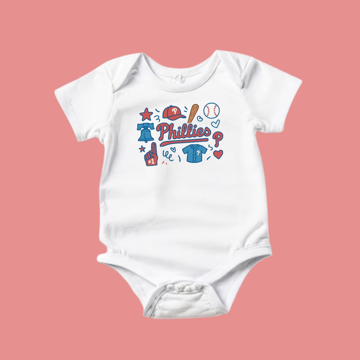 Red & Blue Doodles Onesie
