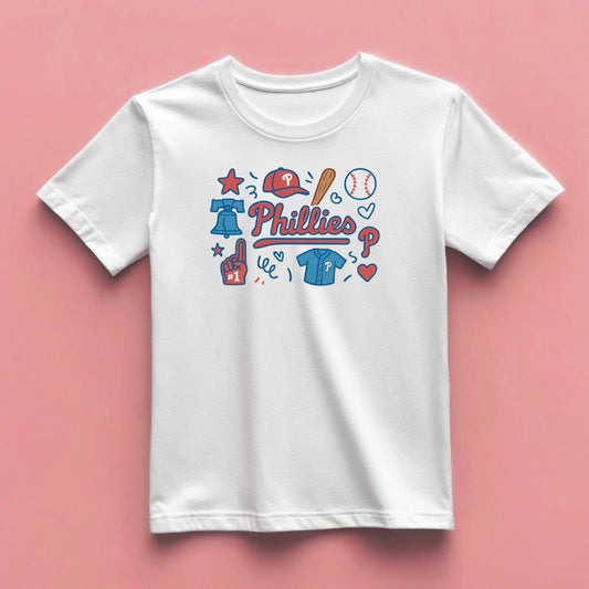 Red & Blue Doodles Shirt