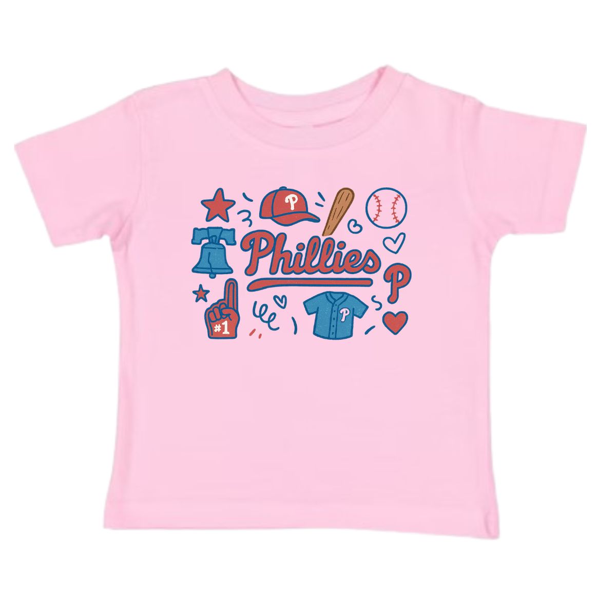 Red & Blue Doodles Shirt
