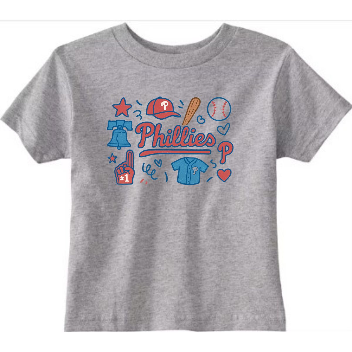 Red & Blue Doodles Shirt